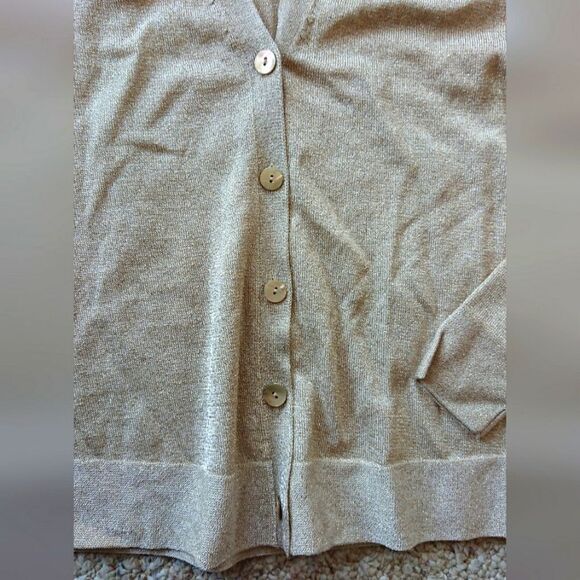 Lafayette 148 gold tone mother of pearl buttons cardigan size P - Picture 6 of 13